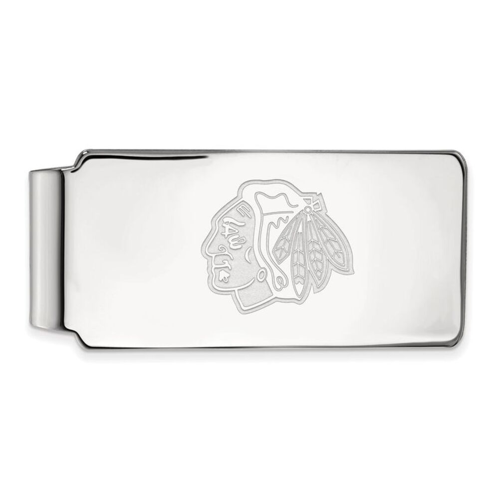 10k White Gold NHL Chicago Blackhawks Money Clip